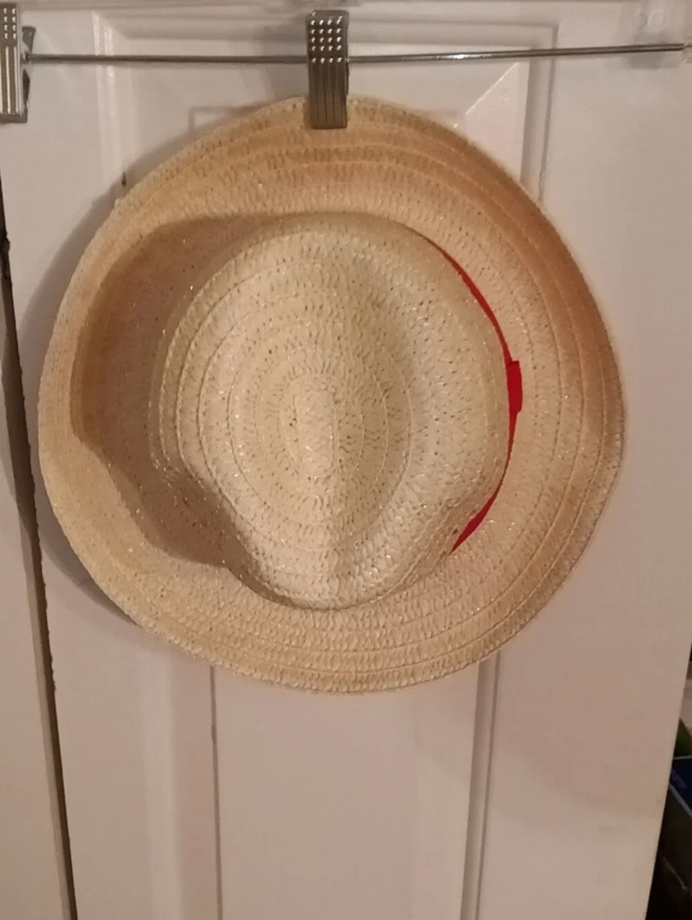 Straw Fedora Hat with Pink Band